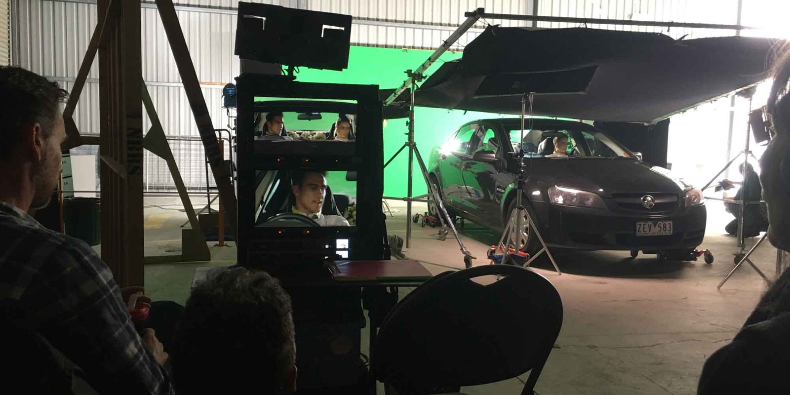 Green screen car shoot in a studio